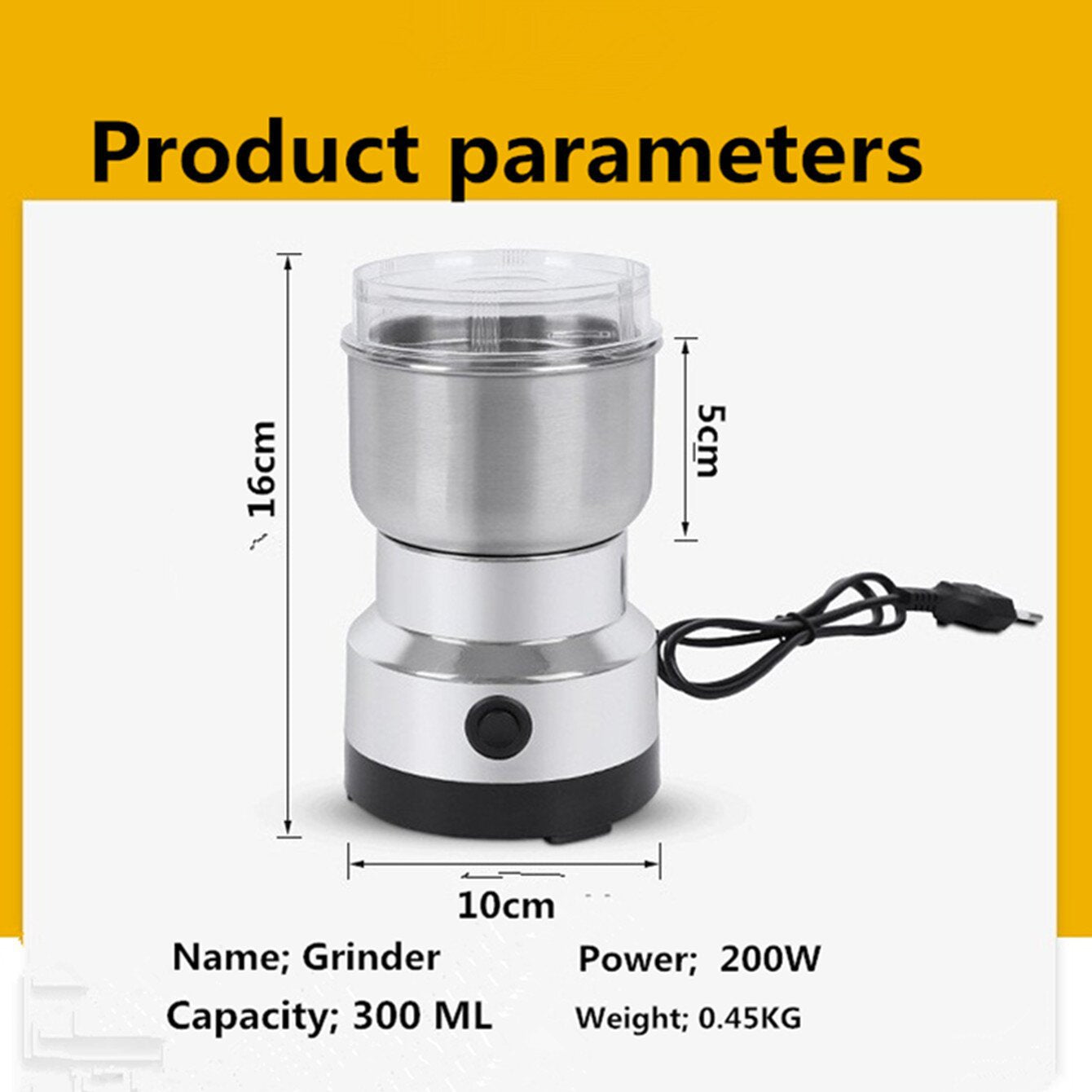 🏅High-Speed Stainless Steel Grain Grinder