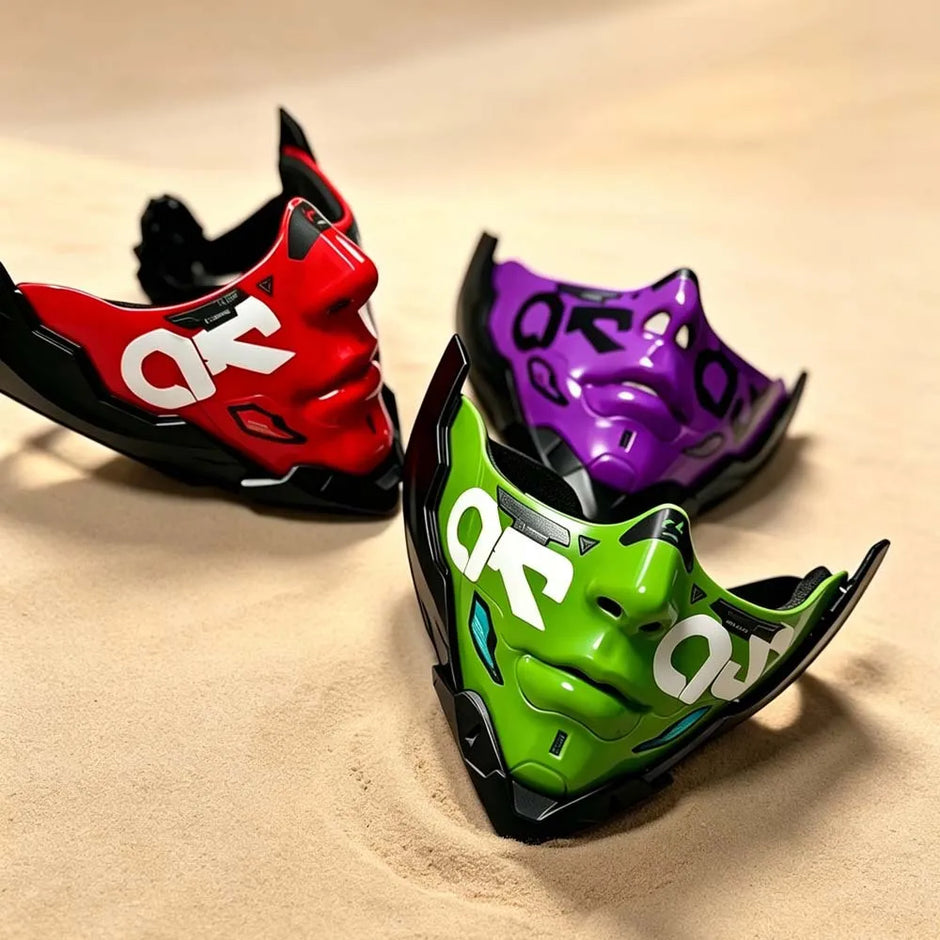 Cyberpunk Kigurumi Half-Face Mask – Futuristic Anime Mecha Mask with DIY Decals
