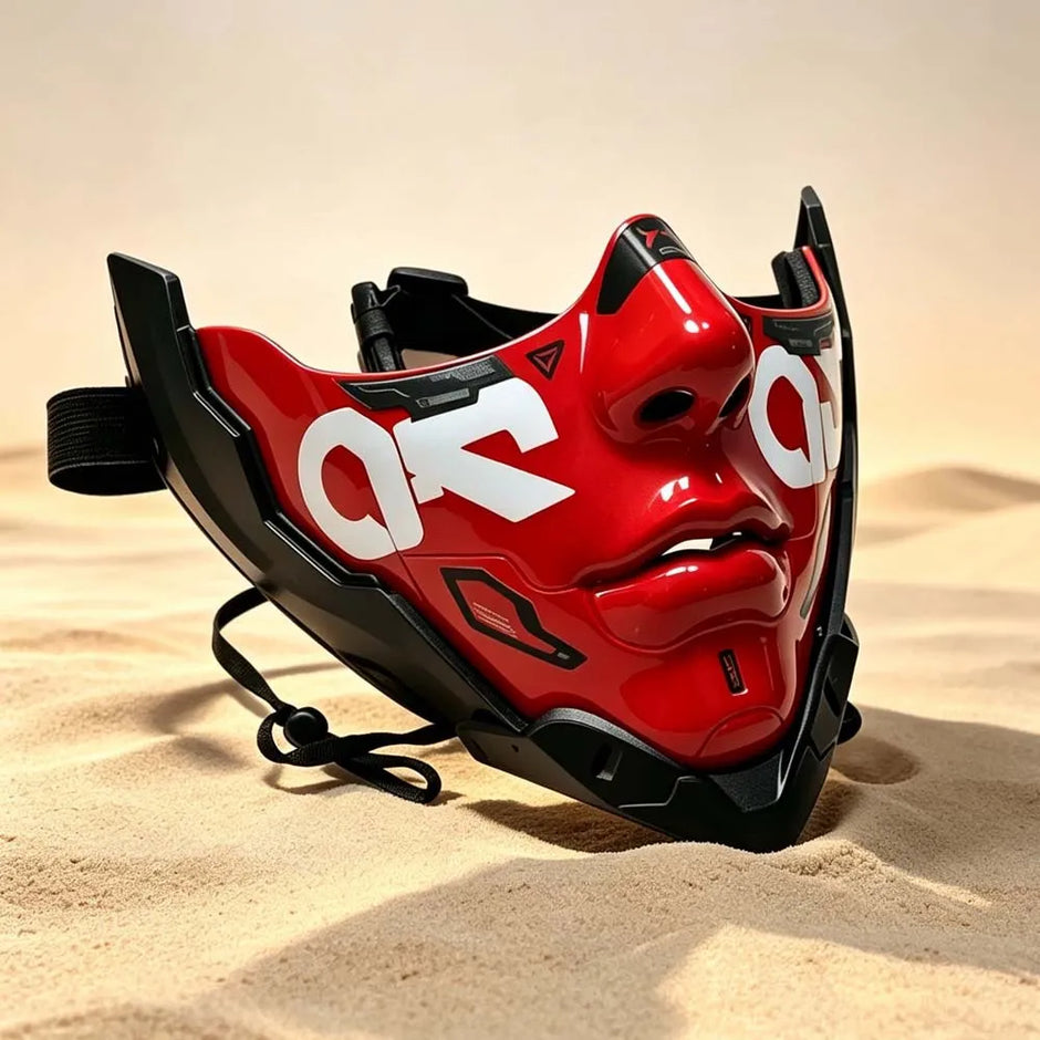 Cyberpunk Kigurumi Half-Face Mask – Futuristic Anime Mecha Mask with DIY Decals