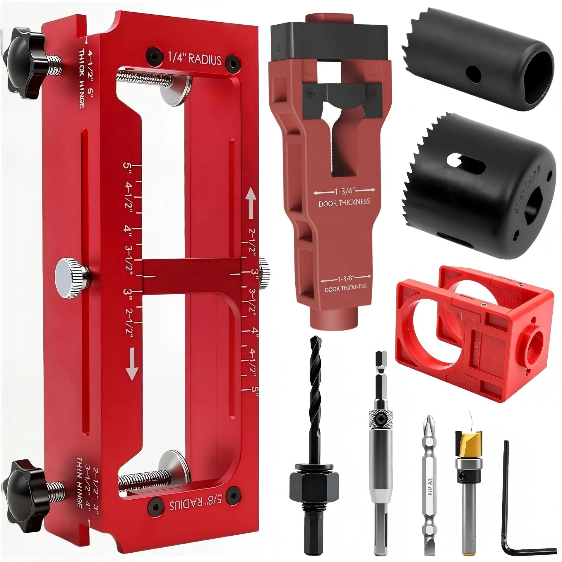 Solid CNC Aluminum Door Hinge Mortiser Jig Kit - Fits 2.5