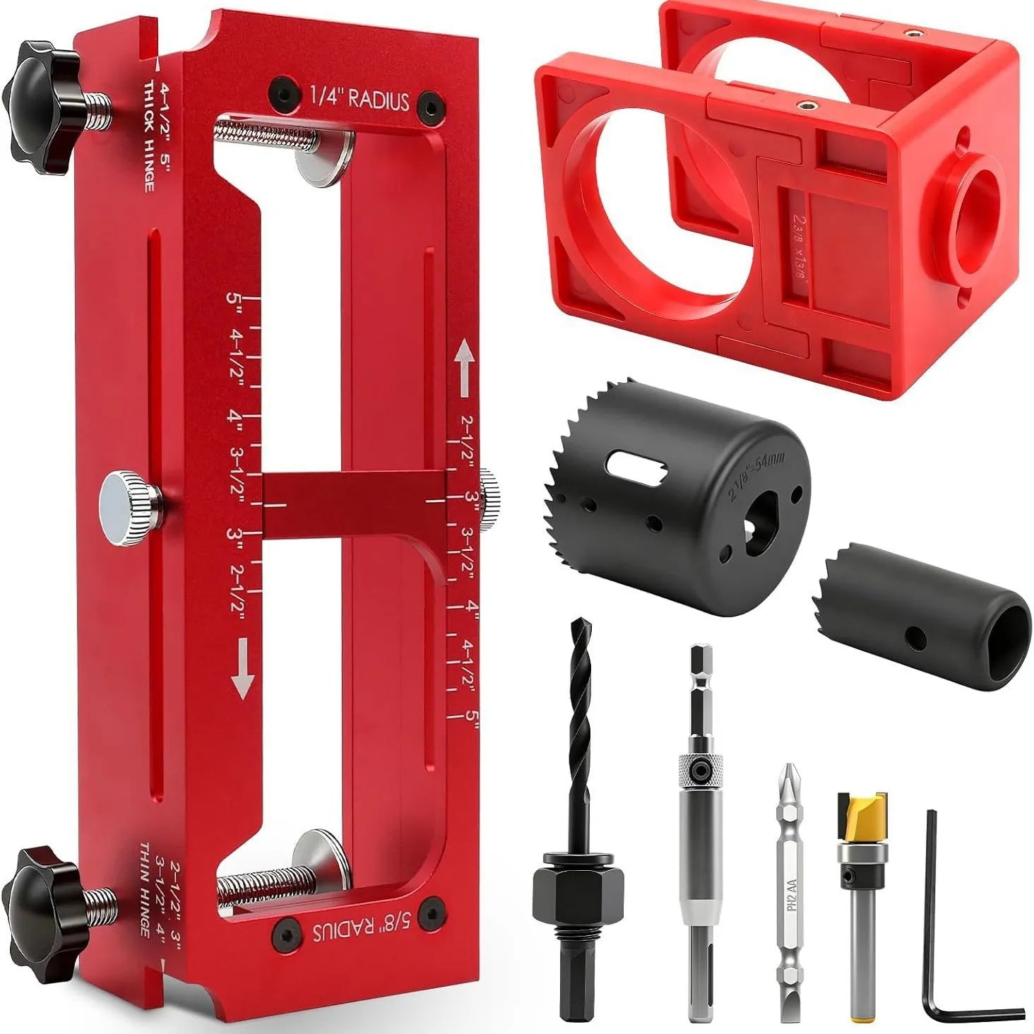 Solid CNC Aluminum Door Hinge Mortiser Jig Kit - Fits 2.5