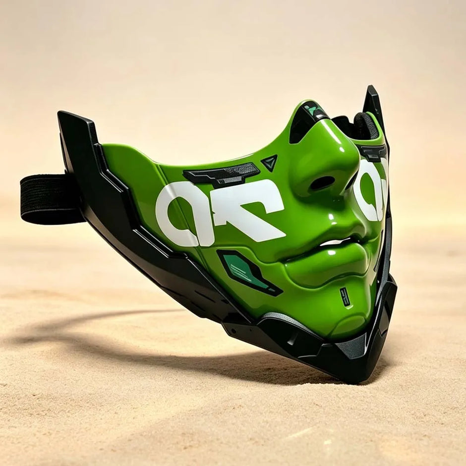 Cyberpunk Kigurumi Half-Face Mask – Futuristic Anime Mecha Mask with DIY Decals