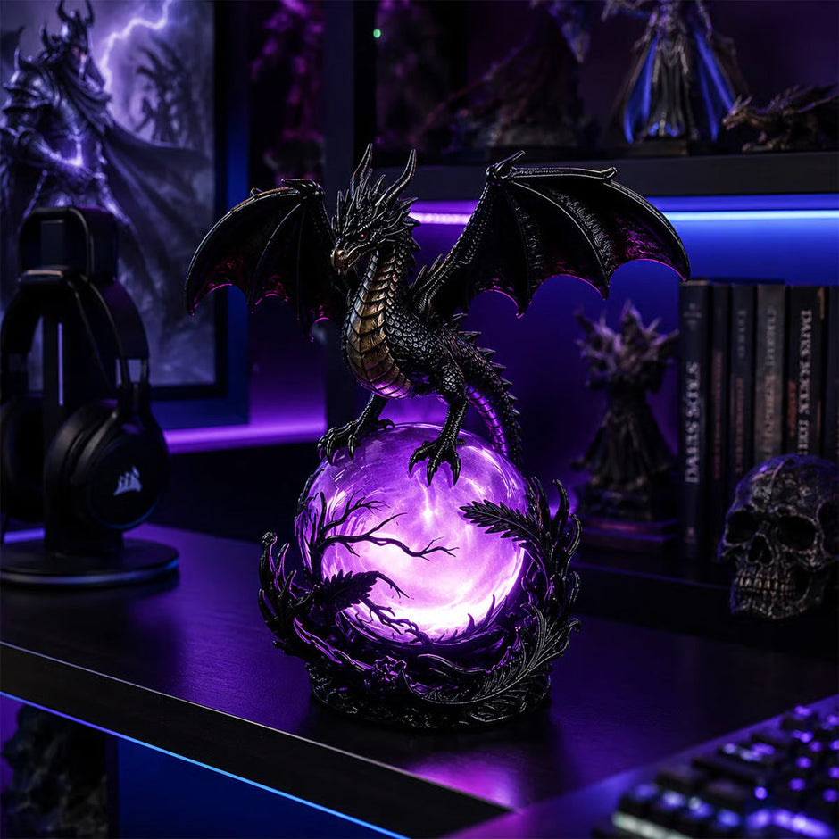 🔥Halloween Promotion - Gothic Dragon LED Crystal Ball Lamp for Dark Aesthetic Decor🐉