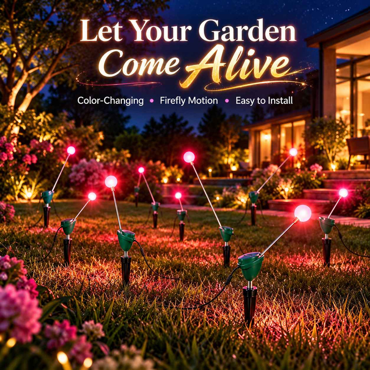 RGB Dancing Firefly Garden Lights – 7-Color Motorized Outdoor Landscape Stake Lights