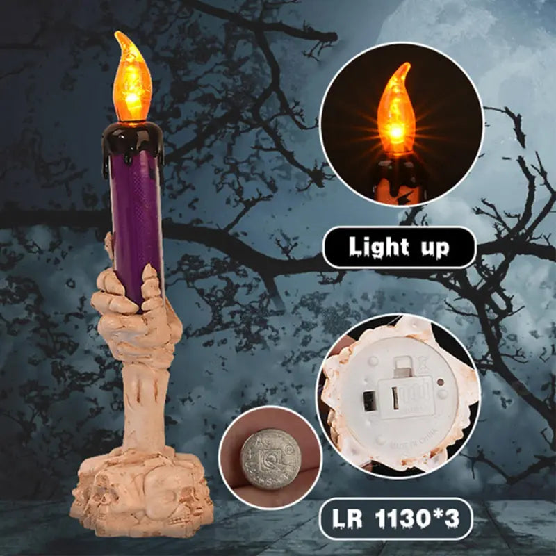 🕯️💀 Halloween Skeleton Hand Candle Holder – Spooky Glow for Every Haunted Home! 🎃👻