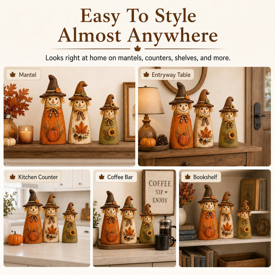🔥Halloween Promotion - Hand-Carved Vintage Scarecrow Fall Decor Set