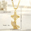Cross & Prayer Hands Pendant Necklace