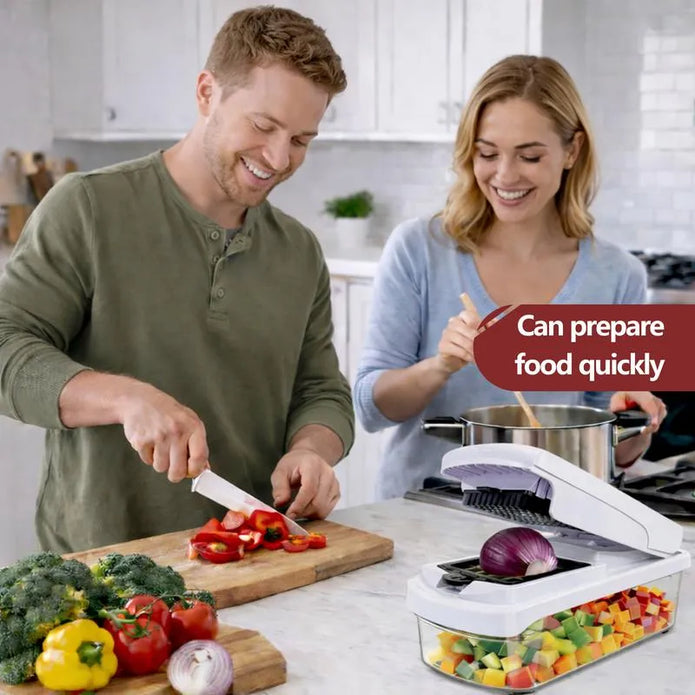 🏆🥕 Professional Vegetable Chopper – 7-in-1 Multi-Cutter with Dishwasher-Safe Blades!