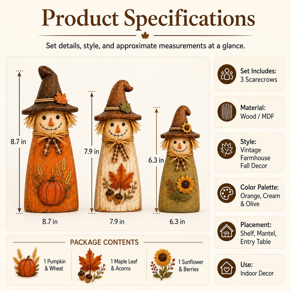 🔥Halloween Promotion - Hand-Carved Vintage Scarecrow Fall Decor Set