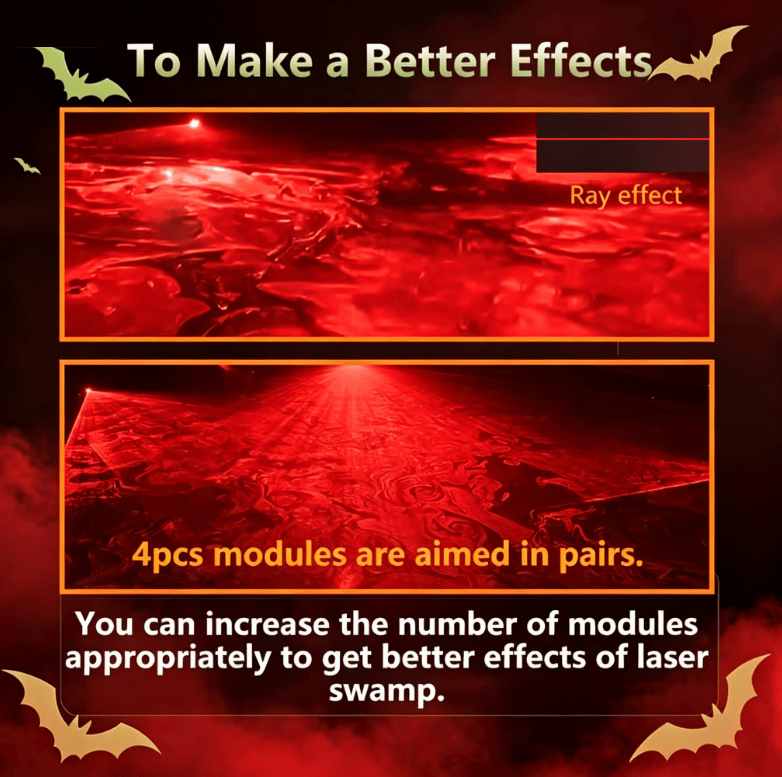 Halloween Green/Red Swamp Laser Projector - IP67 Waterproof Outdoor Haunted House Laser Light with Timer