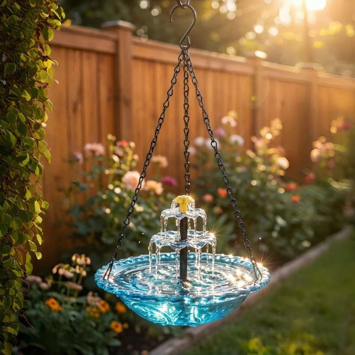 Solar Powered Hanging Bird Bath Fountain