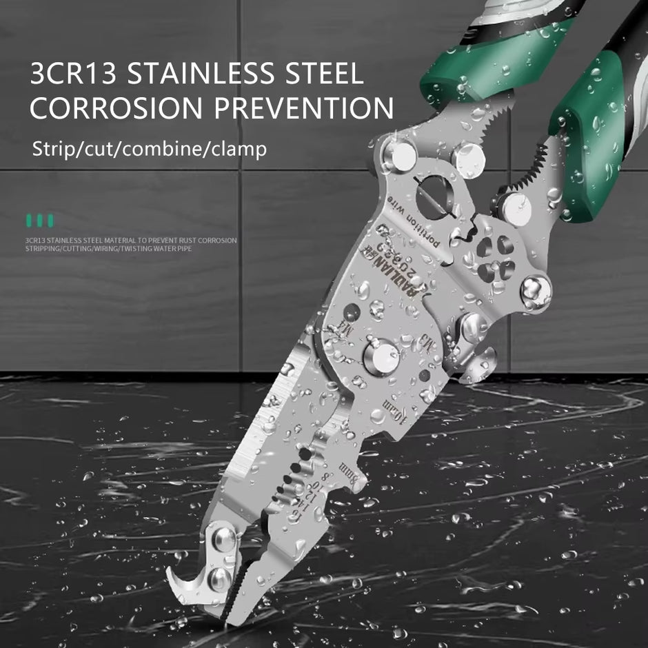 18 in 1 Foldable Wire Stripper with Pulley Design Multi-Function Electrician Tool for Wire Splitting Winding Crimping Cutting