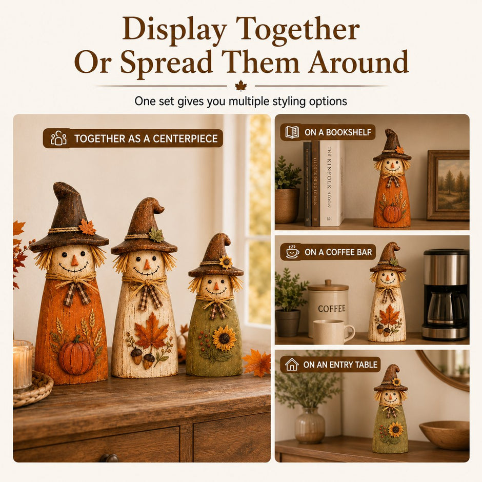 🔥Halloween Promotion - Hand-Carved Vintage Scarecrow Fall Decor Set