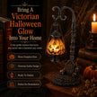 🔥Halloween Promotion -  Gothic Pumpkin Lantern Stand | Warm Orange LED Glow, Victorian Skull Details & Haunted Shelf Decor 🕯️