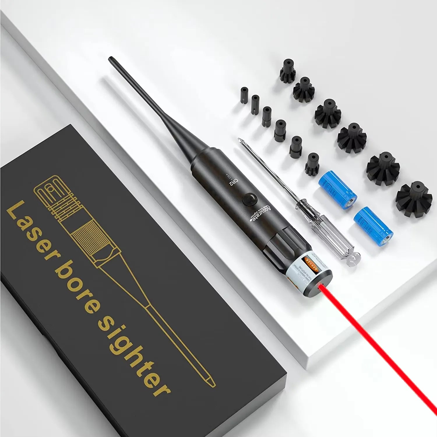 Laser Bore Sight Kit for .17to12GA Caliber, Laser Boresighter Kit with 12 Multiple Caliber Adapters