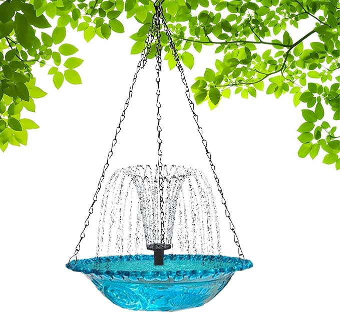 Solar Powered Hanging Bird Bath Fountain
