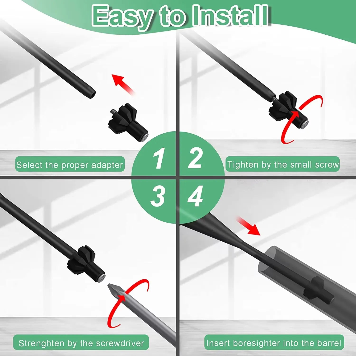 Laser Bore Sight Kit for .17to12GA Caliber, Laser Boresighter Kit with 12 Multiple Caliber Adapters