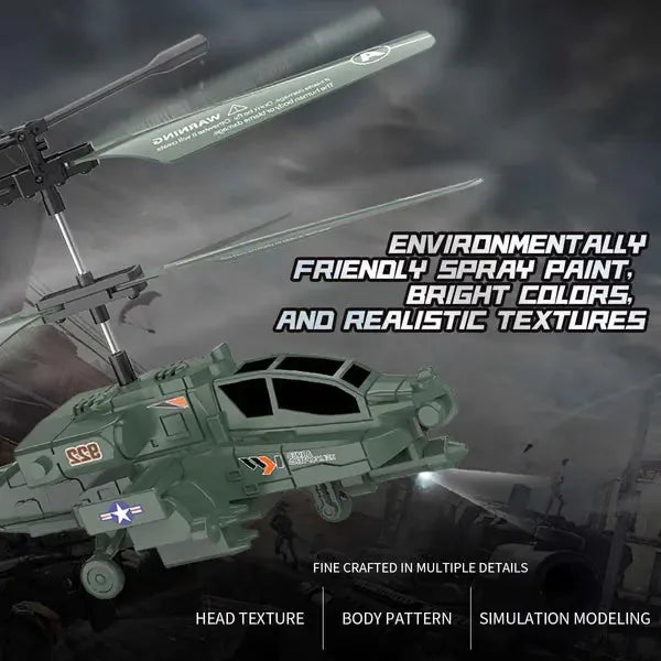 3.5 Channel Military RC Helicopters with LED Light, Altitude Hold, One Key Take Off/Landing