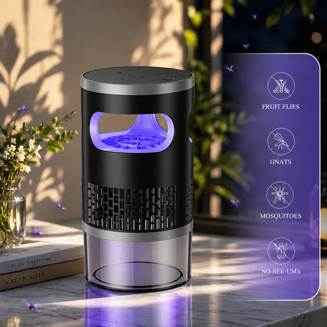 Indoor Insect Trap with Light and Suction Non Zapper Flying Bug Catcher for Mosquitoes Fruit Flies Gnats and Moths