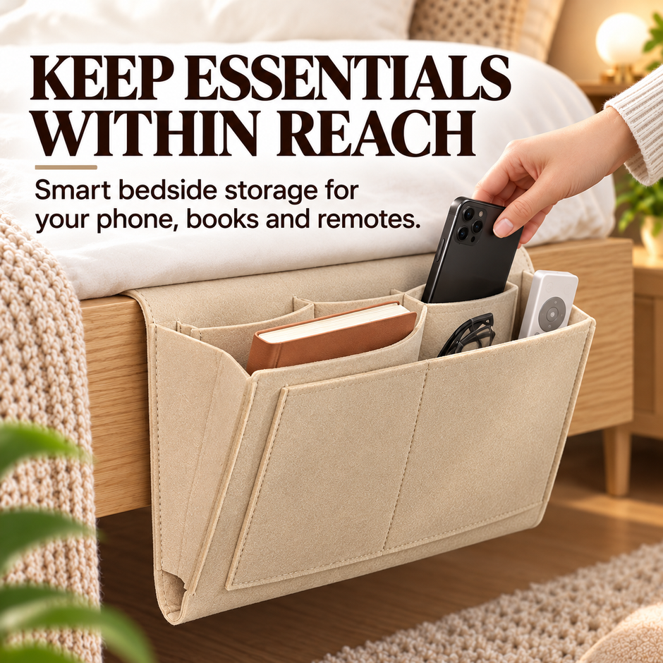 🔥 50% OFF Bedside Hanging Organizer – Keep Essentials Within Reach