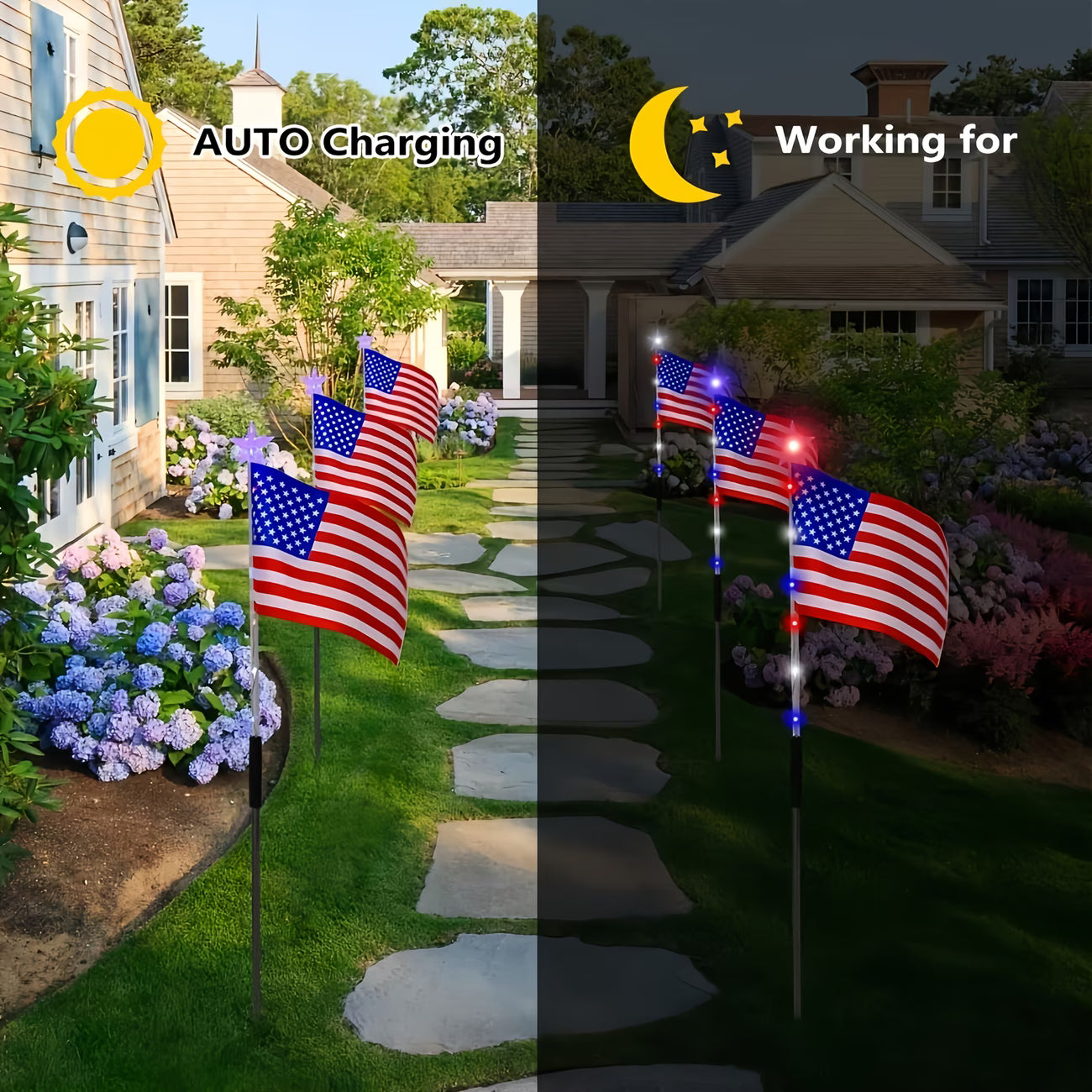 🌈Light Up Your 4th of July – 8-Pack Flag Lights with 8 Stunning Modes for Yard & Pathway