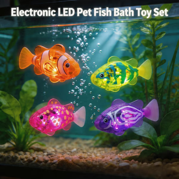 🐠 4-Piece Electronic LED Pet Fish Bath Toy Set