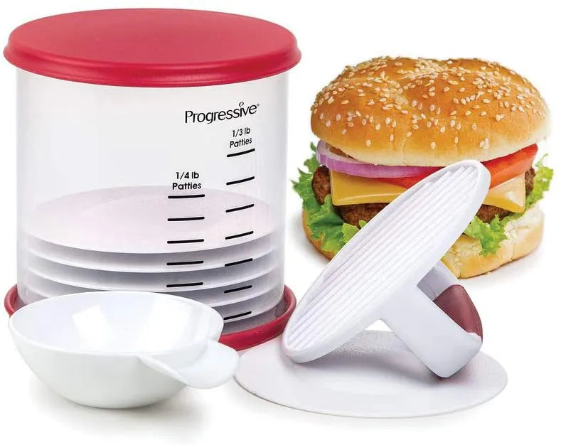Perfect Burger Press Set – Press & Store Up to 6 Burgers, Non-Skid Base, Non-Stick Coating