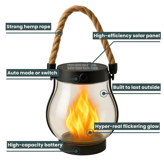 🔥Halloween Promotion -  Solar Flame Lanterns – No Wiring, Auto-On at Dusk!