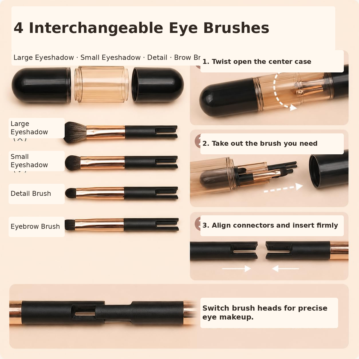 6-in-1 Portable Makeup Brush Set – Beauty Essentials On the Go