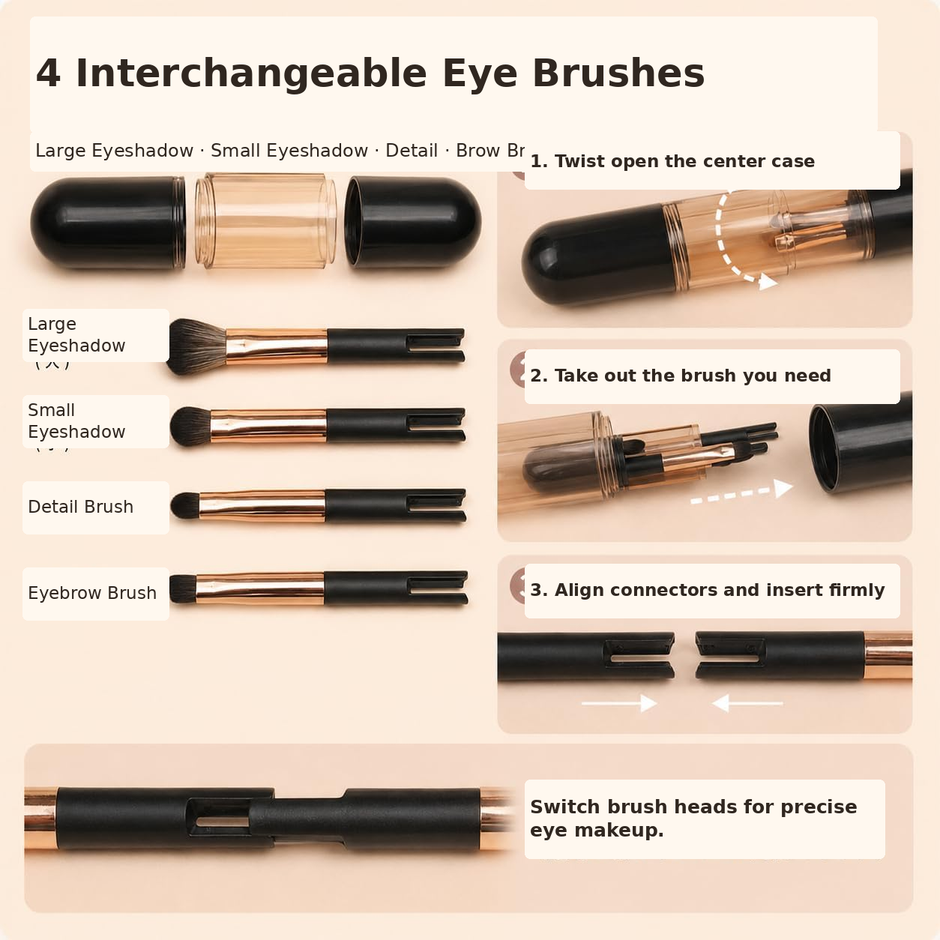 6-in-1 Portable Makeup Brush Set – Beauty Essentials On the Go