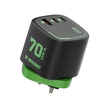 Global Travel Charger (70W, 3-Port, GaN, Integrated Rotary Plug)