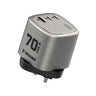 Global Travel Charger (70W, 3-Port, GaN, Integrated Rotary Plug)