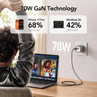 Global Travel Charger (70W, 3-Port, GaN, Integrated Rotary Plug)