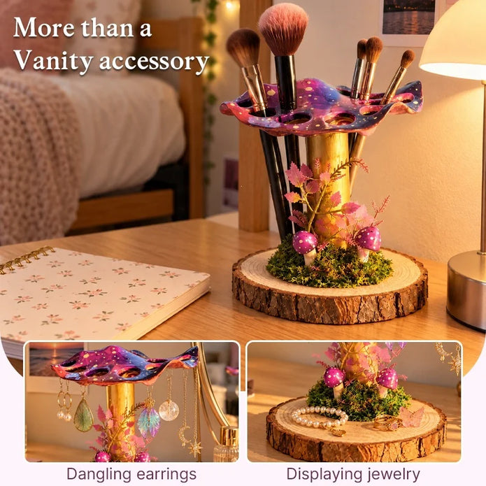 Mushroom Makeup Brush & Jewelry Holder