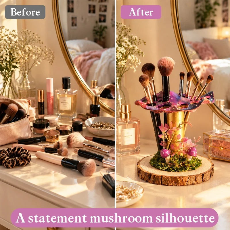 Mushroom Makeup Brush & Jewelry Holder