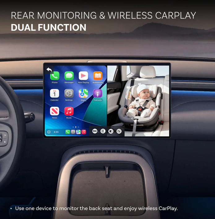 Enjoy Wireless CarPlay & Keep an Eye on the Back Seat—All on One Screen