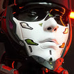Cyberpunk Kigurumi Half-Face Mask – Futuristic Anime Mecha Mask with DIY Decals