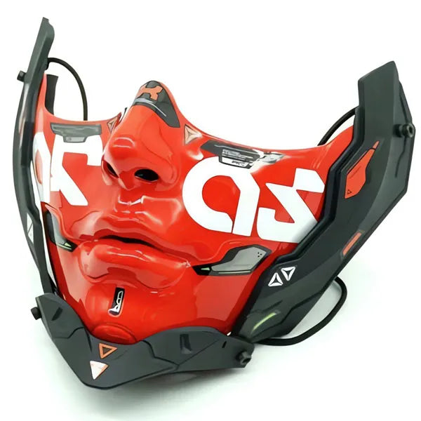 Cyberpunk Kigurumi Half-Face Mask – Futuristic Anime Mecha Mask with DIY Decals