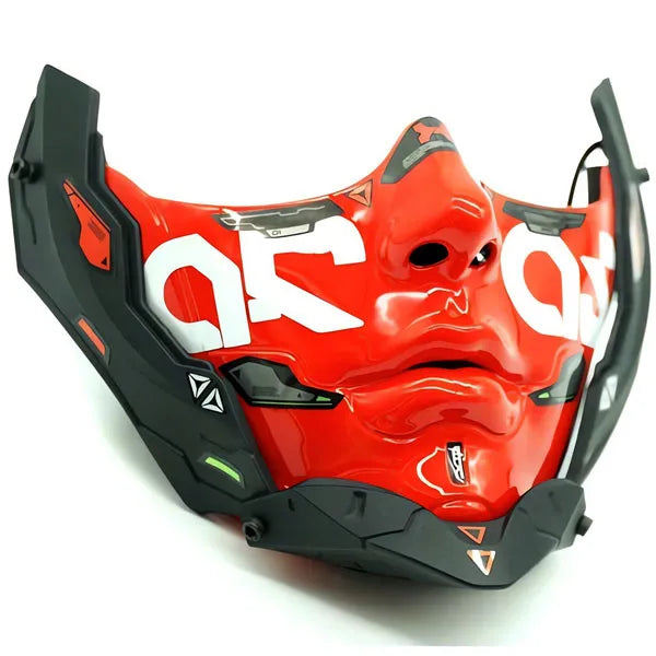 Cyberpunk Kigurumi Half-Face Mask – Futuristic Anime Mecha Mask with DIY Decals