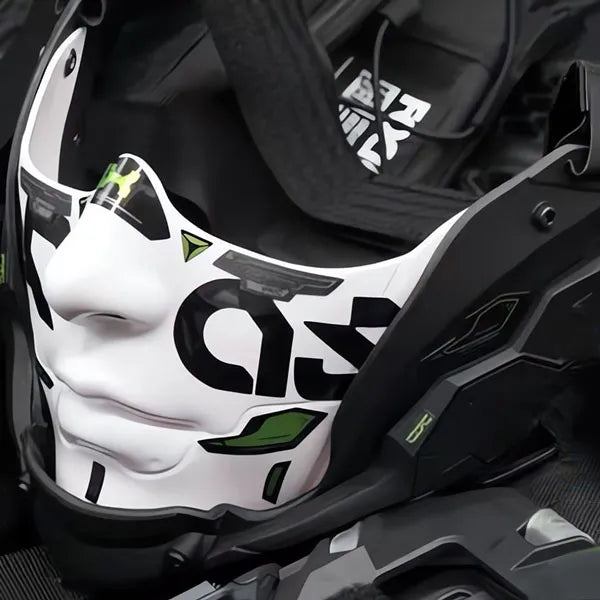 Cyberpunk Kigurumi Half-Face Mask – Futuristic Anime Mecha Mask with DIY Decals