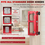 Solid CNC Aluminum Door Hinge Mortiser Jig Kit - Fits 2.5" to 5" Hinges, 1/4" & 5/8" Radius & Square Corner Router Tool with Bit & Accessories