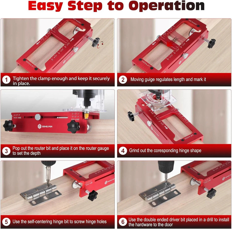 Solid CNC Aluminum Door Hinge Mortiser Jig Kit - Fits 2.5